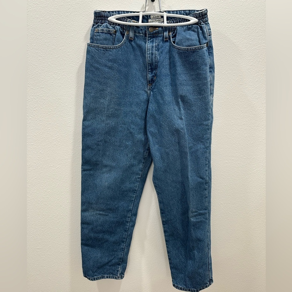 L.L. Bean women’s Blue flannel lined Relaxed Jeans 90s 100% cotton warm
